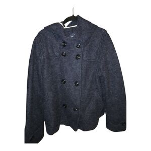 American Eagle Outfitters charcoal peacoat with hood X L wool blend